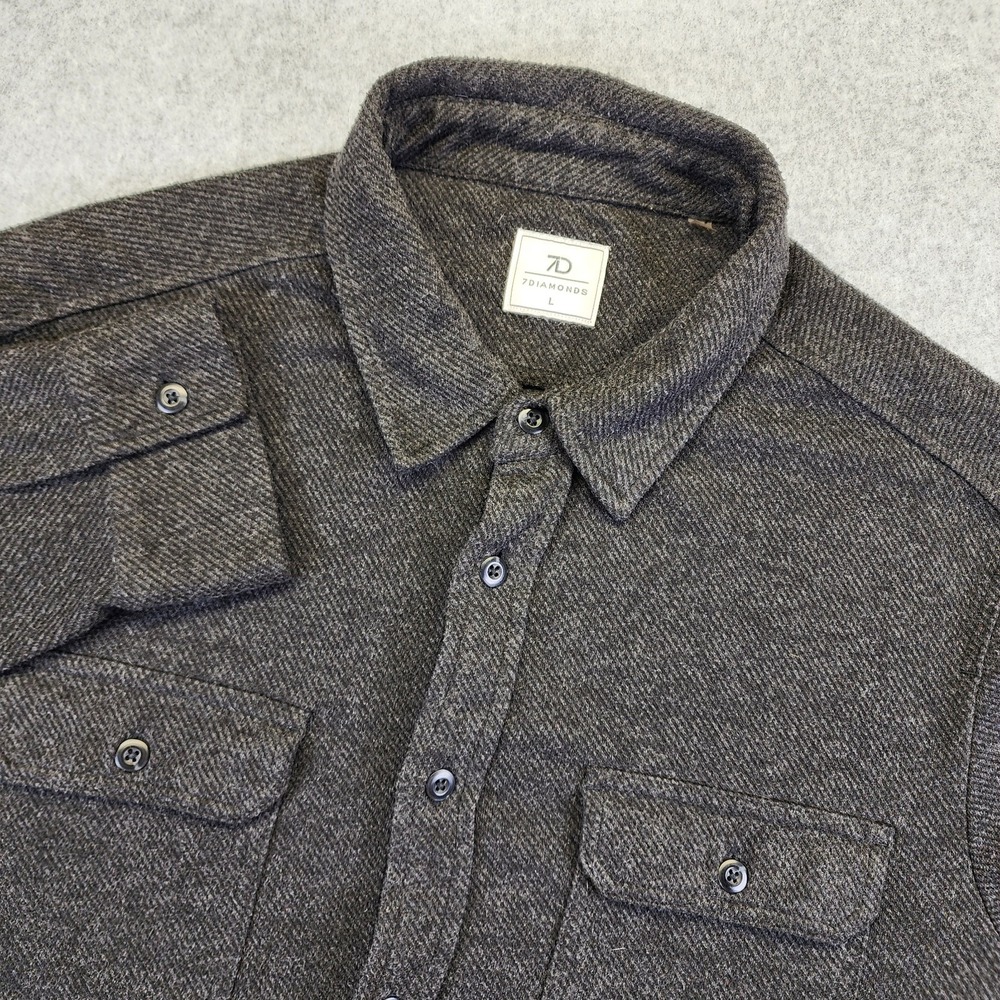 7 Diamonds Shirt Mens Large Dark Gray Generation Soft Flannel Button Up Pockets